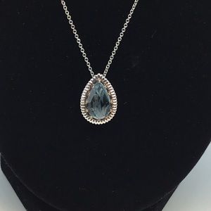 Gabriel & Co. Swiss Blue Topaz 18k/925 pendant and chain